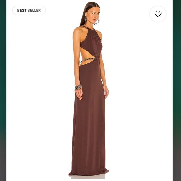 DUNDAS x REVOLVE Moon Maxi Dress in Chocolate Brown - Picture 2 of 3